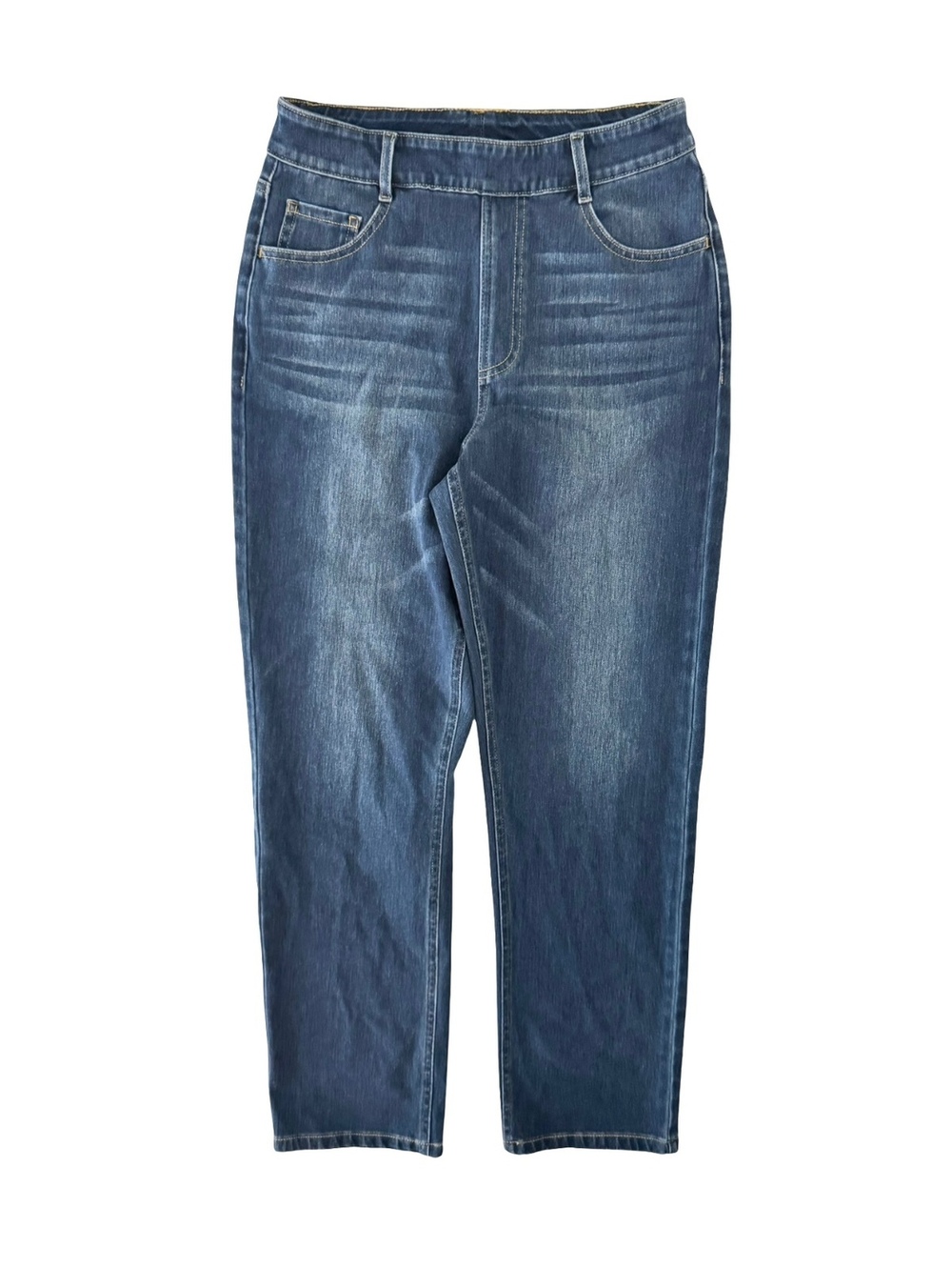 Halara Women’s M High Rise Pull On Straight Leg Jeans Blue Stretch Denim Regular